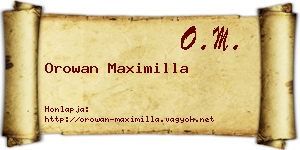 Orowan Maximilla névjegykártya